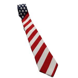 American Flag Print Patriotic Red White Blue Tie